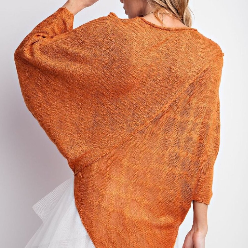 Easel- Amber Flame- Knit Diagonal Hem Sweater - Picture 2 of 2